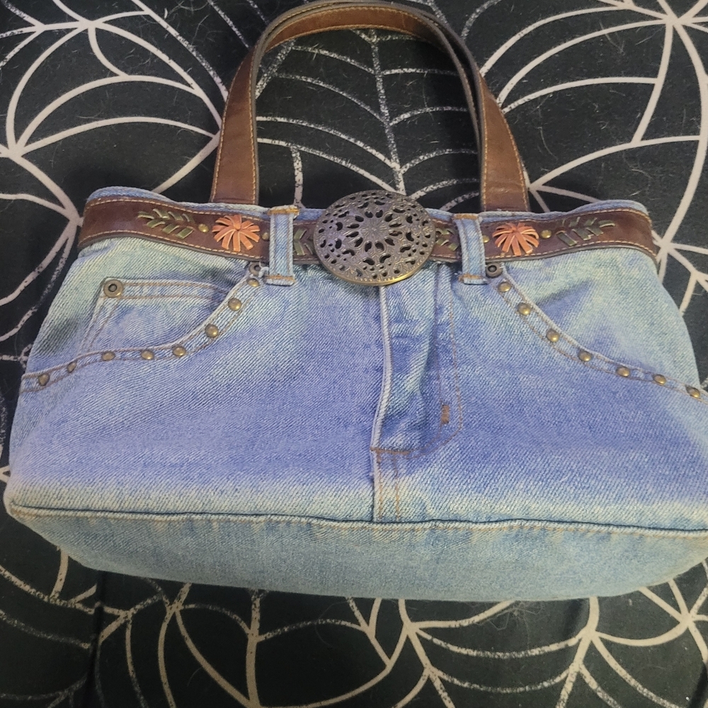 SHEIN Denim and Brown Shoulder Bag